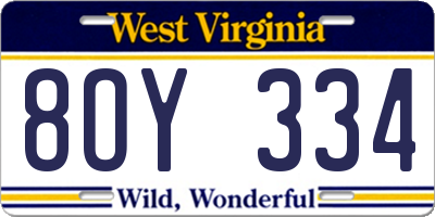 WV license plate 8OY334