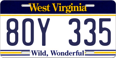 WV license plate 8OY335