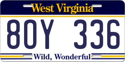 WV license plate 8OY336