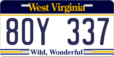 WV license plate 8OY337