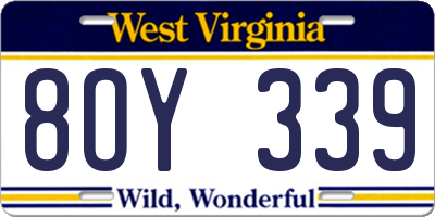WV license plate 8OY339