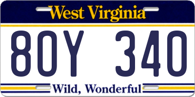 WV license plate 8OY340