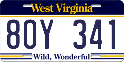 WV license plate 8OY341