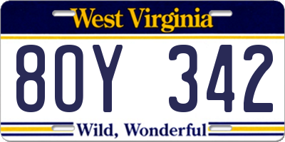 WV license plate 8OY342