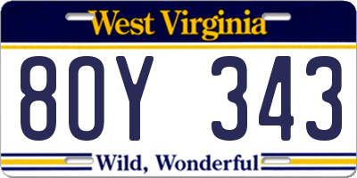 WV license plate 8OY343