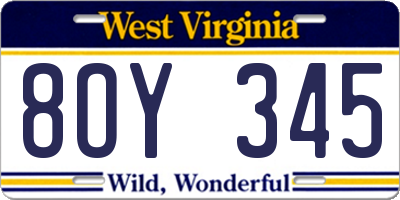 WV license plate 8OY345