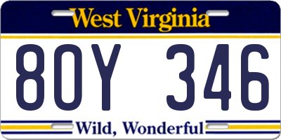 WV license plate 8OY346