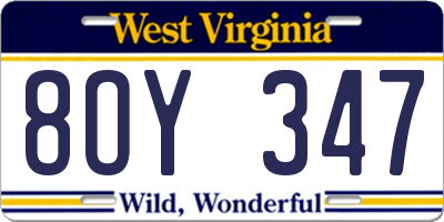 WV license plate 8OY347
