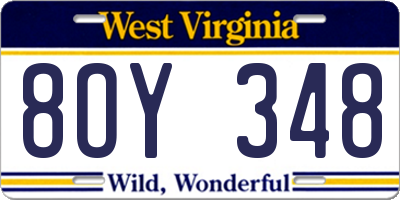 WV license plate 8OY348