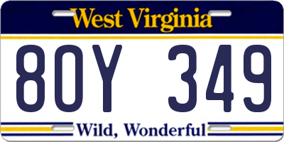 WV license plate 8OY349