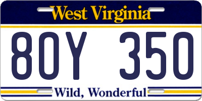WV license plate 8OY350