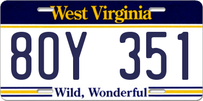WV license plate 8OY351
