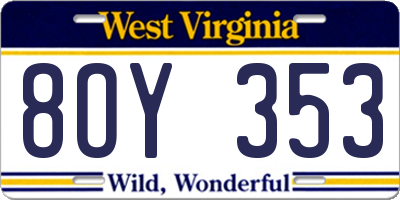 WV license plate 8OY353