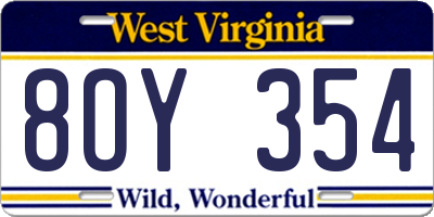 WV license plate 8OY354