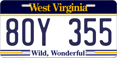 WV license plate 8OY355
