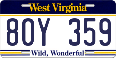 WV license plate 8OY359