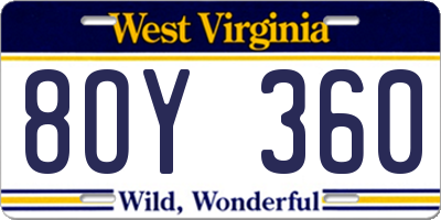 WV license plate 8OY360