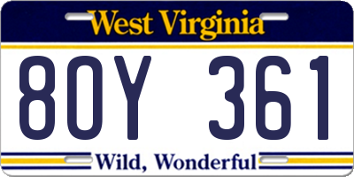WV license plate 8OY361