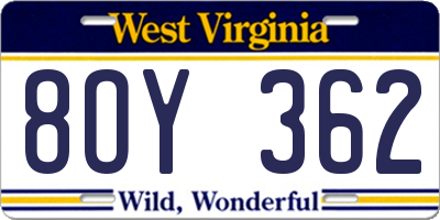 WV license plate 8OY362