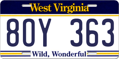 WV license plate 8OY363