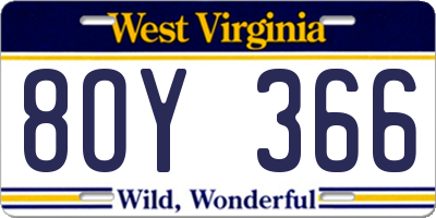 WV license plate 8OY366