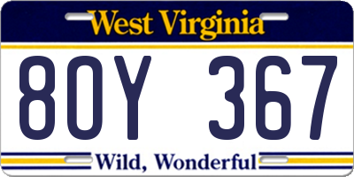 WV license plate 8OY367
