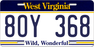 WV license plate 8OY368
