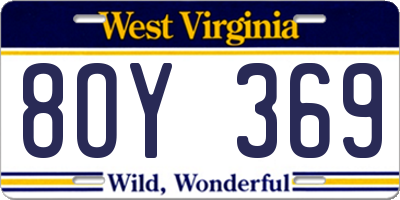 WV license plate 8OY369