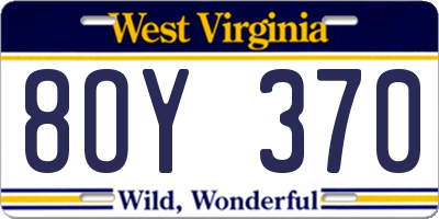 WV license plate 8OY370