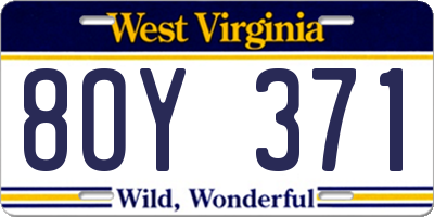 WV license plate 8OY371