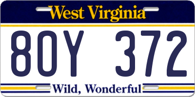 WV license plate 8OY372