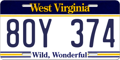WV license plate 8OY374