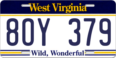 WV license plate 8OY379