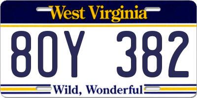 WV license plate 8OY382