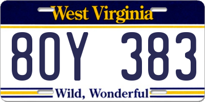 WV license plate 8OY383