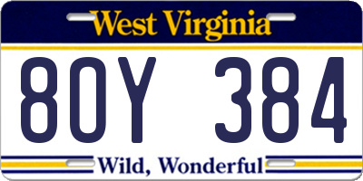 WV license plate 8OY384