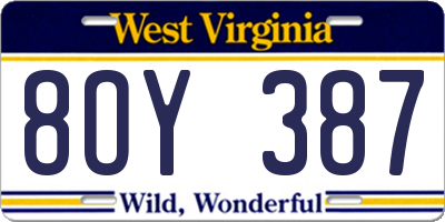 WV license plate 8OY387