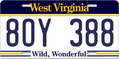 WV license plate 8OY388