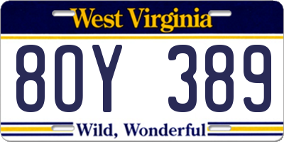 WV license plate 8OY389