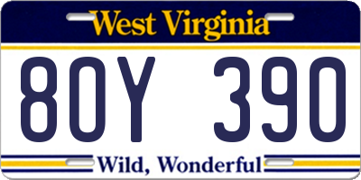 WV license plate 8OY390
