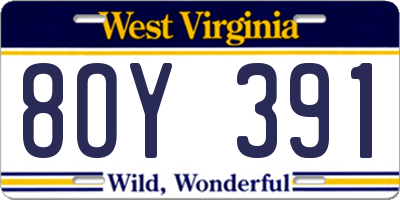 WV license plate 8OY391