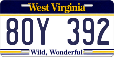 WV license plate 8OY392