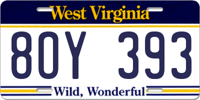WV license plate 8OY393