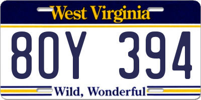 WV license plate 8OY394