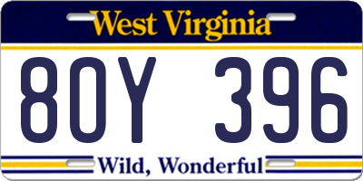WV license plate 8OY396