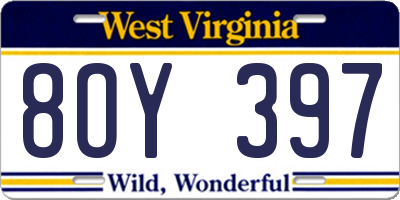 WV license plate 8OY397