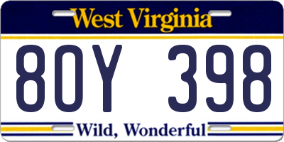 WV license plate 8OY398