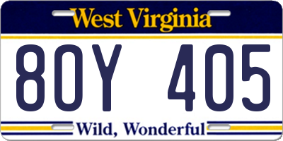 WV license plate 8OY405