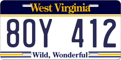 WV license plate 8OY412