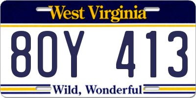 WV license plate 8OY413